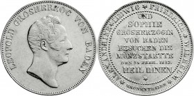 Altdeutsche Münzen und Medaillen
Baden-Durlach
Leopold, 1830-1852
Kronentaler 1832. Auf den Münzbesuch
gutes vorzüglich, winz. Randfehler, selten...
