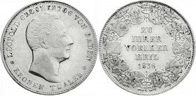 Altdeutsche Münzen und Medaillen
Baden-Durlach
Leopold, 1830-1852
Kronentaler 1836. ZU IHRER VÖLKER HEIL.
fast vorzüglich