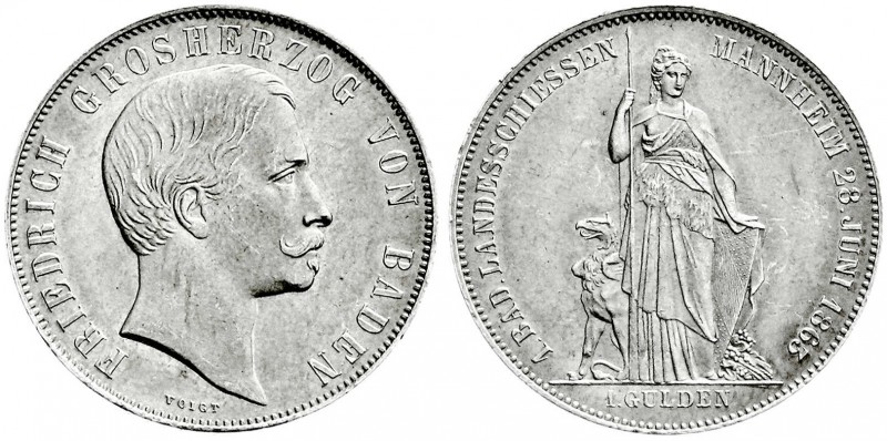 Altdeutsche Münzen und Medaillen
Baden-Durlach
Friedrich I., 1852-1907
Gulden...