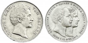 Altdeutsche Münzen und Medaillen
Bayern
Ludwig I., 1825-1848
Geschichtsdoppeltaler 1842. Maximilian u. Marie.
vorzüglich, kl. Randfehler