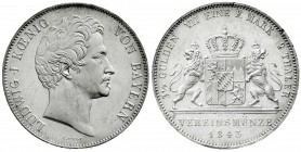 Altdeutsche Münzen und Medaillen
Bayern
Ludwig I., 1825-1848
Doppeltaler 1843. prägefrisch, winz. Kratzer und Randfehler