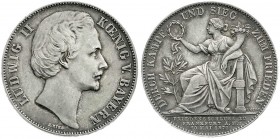 Altdeutsche Münzen und Medaillen
Bayern
Ludwig II., 1864-1886
Siegestaler 1871. vorzüglich/Stempelglanz, kl. Kratzer, herrliche Patina