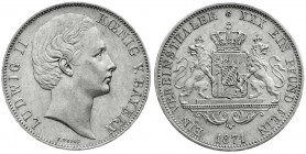 Altdeutsche Münzen und Medaillen
Bayern
Ludwig II., 1864-1886
Vereinstaler 1871 mit VOIGT. vorzüglich/Stempelglanz, selten