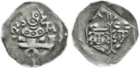 Altdeutsche Münzen und Medaillen
Bayern-Oberpfalz
Karl IV., 1347-1378
Pfennig o.J., Lauf, nach Regensburger Art.
sehr schön