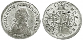 Altdeutsche Münzen und Medaillen
Brandenburg-Preußen
Friedrich II., 1740-1786
Sechsgröscher 1752 E, Königsberg. vorzüglich/Stempelglanz, min. Schrö...