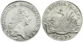 Altdeutsche Münzen und Medaillen
Brandenburg-Preußen
Friedrich II., 1740-1786
Reichstaler 1771 B, Breslau.
vorzüglich, kl. Schrötlingsfehler und l...