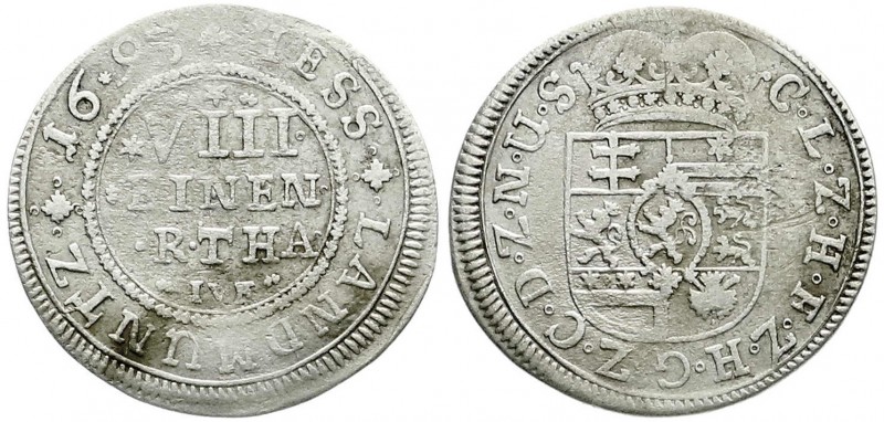 Altdeutsche Münzen und Medaillen
Hessen-Kassel
Karl, 1670-1730
1/8 Taler 1693...