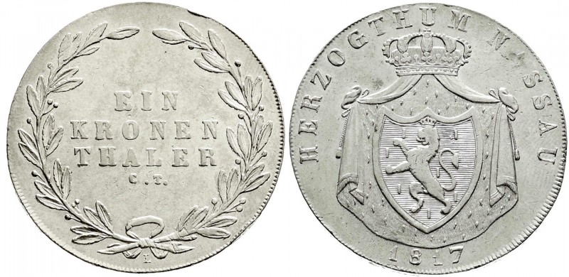 Altdeutsche Münzen und Medaillen
Nassau
Wilhelm, 1816-1839
Kronentaler 1817. ...