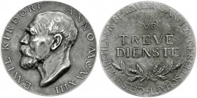 Medaillen
Bergbau
Gelsenkirchen
Silbermedaille 1913 von Hildebrand, auf Emil Kirdorf. Prämie der G.B.A.G. für treue Dienste, 54 mm, 58,97 g. Im Etu...