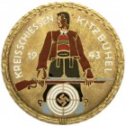 Medaillen
Drittes Reich
Emailliertes Schützenabzeichen 1943 Kreisschiessen Kitzbühel. 45 mm. Hersteller Poellath, Schrobenhausen.
vorzüglich