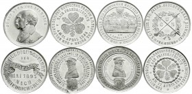 Medaillen
Personenmedaillen
Bismarck, Otto von *1815, +1898
Sammlung von 8 versch. Zinnmedaillen des Jahres 1895 von Bergmann, Hamburg, auf seinen ...