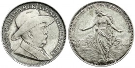 Medaillen
Personenmedaillen
Bismarck, Otto von *1815, +1898
Silbermedaille 1895 v. Oertel a.s. 80. Geburtstag. Brb. mit Hut n.r. / Germania segnet ...