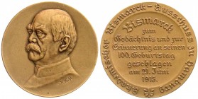 Medaillen
Personenmedaillen
Bismarck, Otto von *1815, +1898
Bronzemedaille 1915 v. Kühl, a.s. 100. Geb. Akadem. Bismarck-Ausschuss zu Hamburg. 42 m...