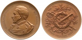 Medaillen
Personenmedaillen
Moltke, Feldmarschall Graf von
Bronzemedaille 1889 v. Lauer, a.s. 70-jähr. Dienstjubiläum. Brb. l./Säbel und Scheide im...