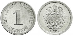 Reichskleinmünzen
1 Pfennig, Aluminium 1916-1918
1917 D. Polierte Platte, schöne Patina
