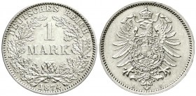 Reichskleinmünzen
1 Mark kleiner Adler, Silber 1873-1887
1874 A. fast Stempelglanz