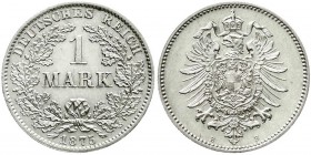 Reichskleinmünzen
1 Mark kleiner Adler, Silber 1873-1887
1875 B. vorzüglich/Stempelglanz