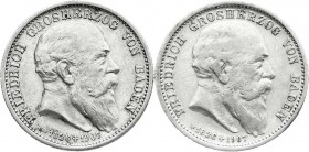 Reichssilbermünzen J. 19-178
Baden
Friedrich I., 1856-1907
2 X 2 Mark 1907. Auf seinen Tod. 2 Var. in der länge des Bartes
vorzüglich und Stempelg...