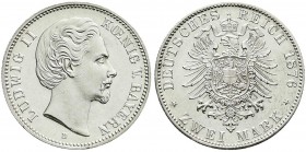 Reichssilbermünzen J. 19-178
Bayern
Ludwig II., 1864-1886
2 Mark 1876 D. Erstabschlag, min. Kratzer, selten in dieser Erhaltung