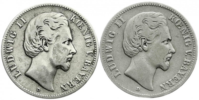 Reichssilbermünzen J. 19-178
Bayern
Ludwig II., 1864-1886
2 X 2 Mark. 1880 D ...