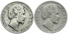 Reichssilbermünzen J. 19-178
Bayern
Ludwig II., 1864-1886
2 X 2 Mark. 1880 D und 1883 D. beide schön/sehr schön