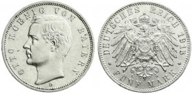 Reichssilbermünzen J. 19-178
Bayern
Otto, 1886-1913
5 Mark 1913 D. vorzüglich/Stempelglanz