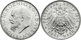 Reichssilbermünzen J. 19-178
Bayern
Ludwig III., 1913-1918
3 Mark 1914 D. fast Stempelglanz