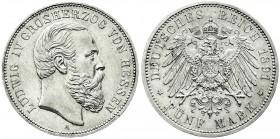 Reichssilbermünzen J. 19-178
Hessen
Ludwig IV., 1877-1892
5 Mark 1891 A. gutes vorzüglich, winz. Randfehler