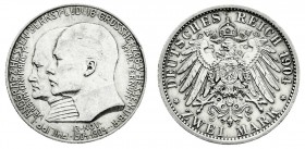 Reichssilbermünzen J. 19-178
Hessen
Ernst Ludwig, 1892-1918
2 Mark 1904. Zum 400. Geburtstag.
vorzüglich, etwas berieben