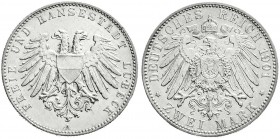 Reichssilbermünzen J. 19-178
Lübeck
2 Mark 1901 A. vorzüglich, winz. Randfehler