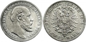 Reichssilbermünzen J. 19-178
Mecklenburg-Schwerin
Friedrich Franz II., 1842-1883
2 Mark 1876 A. schön/sehr schön