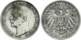 Reichssilbermünzen J. 19-178
Oldenburg
Friedrich August, 1900-1918
2 Mark 1900 A. sehr schön