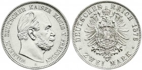 Reichssilbermünzen J. 19-178
Preußen
Wilhelm I., 1861-1888
2 Mark 1876 A. vorzüglich/Stempelglanz, kl. Kratzer