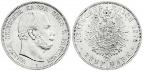 Reichssilbermünzen J. 19-178
Preußen
Wilhelm I., 1861-1888
5 Mark 1876 A. vorzüglich/Stempelglanz