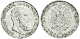 Reichssilbermünzen J. 19-178
Preußen
Friedrich III., 1888
2 Mark 1888 A. Stempelglanz, Prachtexemplar mit herrlicher Tönung