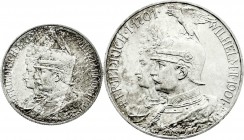 Reichssilbermünzen J. 19-178
Preußen
Wilhelm II., 1888-1918
2 und 5 Mark 1901. 200 Jahrfeier.
beide fast Stempelglanz, Prachtexemplare mit feiner ...