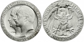 Reichssilbermünzen J. 19-178
Preußen
Wilhelm II., 1888-1918
3 Mark 1910 A. Universität Berlin.
Stempelglanz, Prachtexemplar