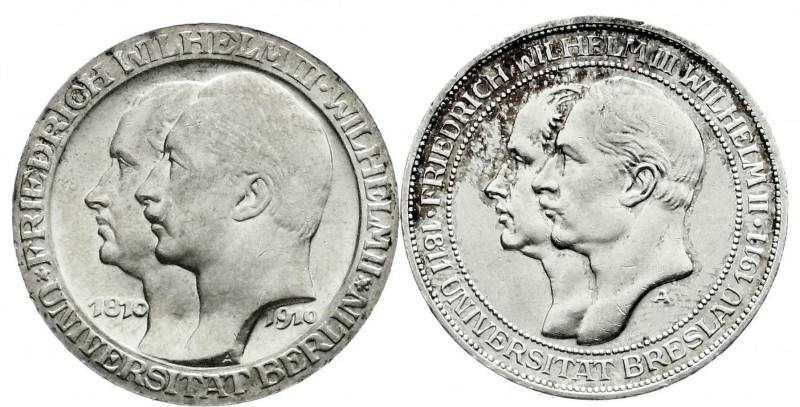 Reichssilbermünzen J. 19-178
Preußen
Wilhelm II., 1888-1918
2 X 3 Mark: 1910 ...