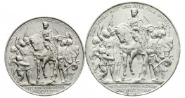 Reichssilbermünzen J. 19-178
Preußen
Wilhelm II., 1888-1918
2 und 3 Mark 1913 Befreiungskampf.
beide prägefrisch