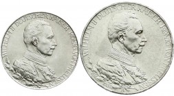 Reichssilbermünzen J. 19-178
Preußen
Wilhelm II., 1888-1918
2 und 3 Mark 1913 A. Regierungsjubiläum.
beide vorzüglich/Stempelglanz, kl. Randfehler...