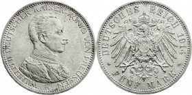 Reichssilbermünzen J. 19-178
Preußen
Wilhelm II., 1888-1918
5 Mark 1914 A. Uniform.
fast Stempelglanz
