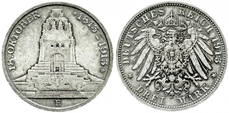 Reichssilbermünzen J. 19-178
Sachsen
Friedrich August III., 1904-1918
3 Mark ...