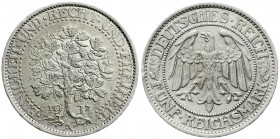 Weimarer Republik
Kursmünzen
5 Reichsmark Eichbaum Silber 1927-1933
1932 A. vorzüglich/Stempelglanz, kl. Randfehler, feine Tönung