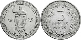 Weimarer Republik
Gedenkmünzen
3 Reichsmark Rheinlande
1925 J. vorzüglich/Stempelglanz