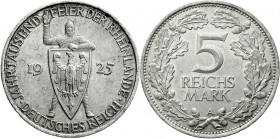 Weimarer Republik
Gedenkmünzen
5 Reichsmark Rheinlande
1925 A. fast Stempelglanz