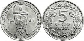 Weimarer Republik
Gedenkmünzen
5 Reichsmark Rheinlande
1925 A. vorzüglich/Stempelglanz