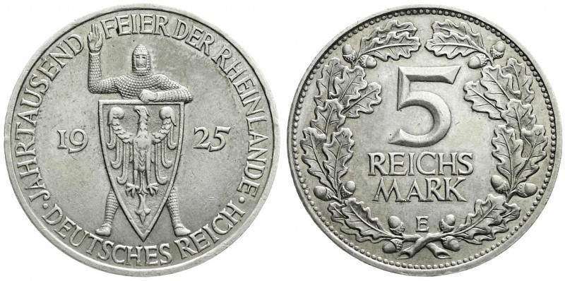 Weimarer Republik
Gedenkmünzen
5 Reichsmark Rheinlande
1925 E. vorzüglich/Ste...