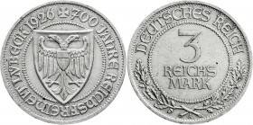 Weimarer Republik
Gedenkmünzen
3 Reichsmark Lübeck
1926 A. sehr schön/vorzüglich, kl. Randfehler