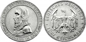 Weimarer Republik
Gedenkmünzen
5 Reichsmark Tübingen
1927 F. vorzüglich/Stempelglanz