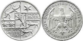 Weimarer Republik
Gedenkmünzen
3 Reichsmark Marburg
1927 A. fast Stempelglanz
